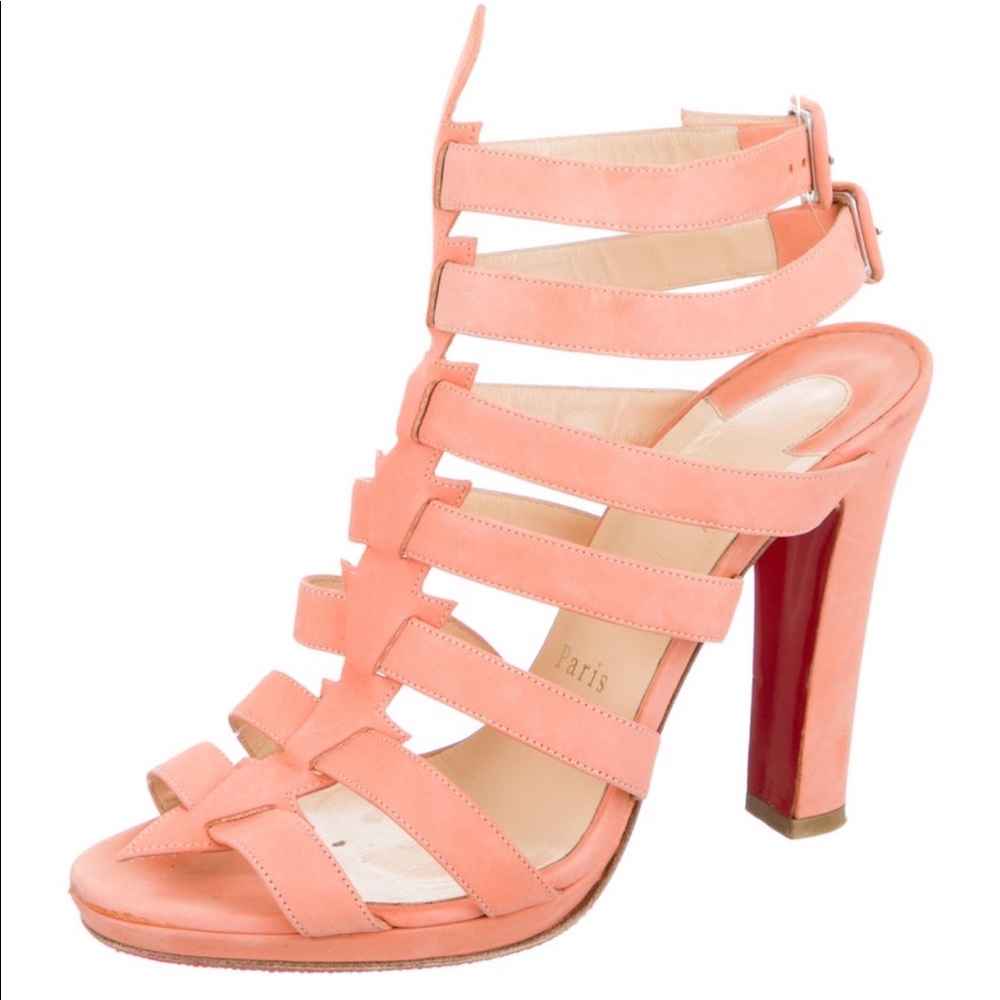 Christian Louboutin Suede Ankle Buckle Sandals